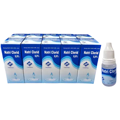 Natri Clorid 0.9% nhỏ mắt mũi cọc 10 lọ x 10ml Vidipha