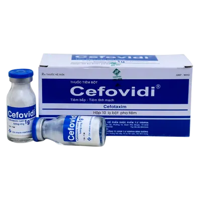 Cefovidi Cefotaxime 1g hộp 10 lọ bột pha tiêm Vidipha