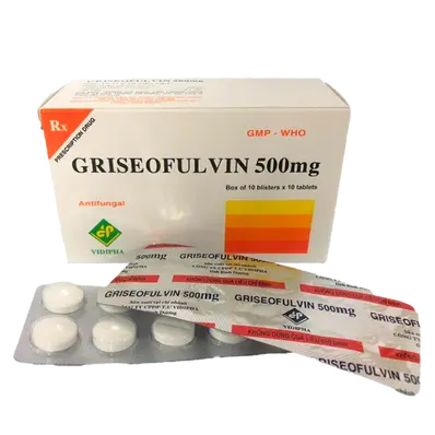Griseofulvin 500mg hộp 10 vỉ x 10 viên nén Vidipha
