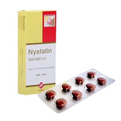 Nystatin 500.000 IU hộp 2 vỉ x 8 viên nén bao đường Vidipha