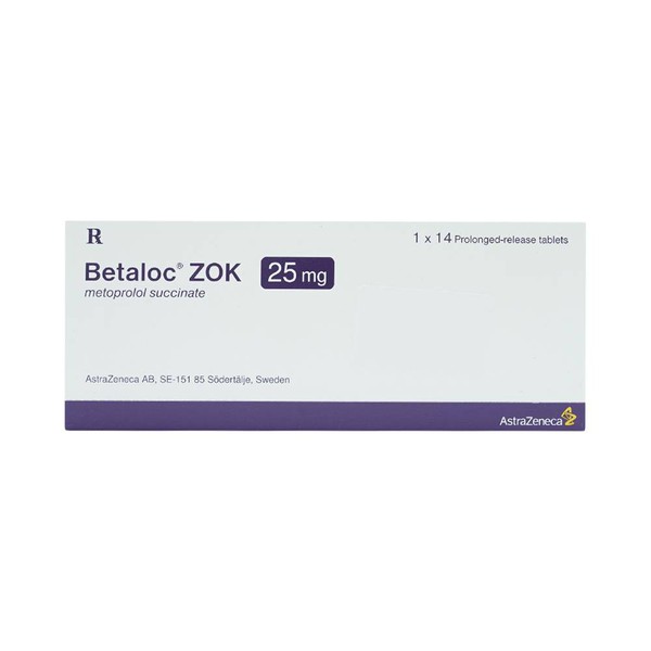 Betaloc Zok Metoprolol 25mg hộp 1 vỉ x 14 viên nén AstraZeneca