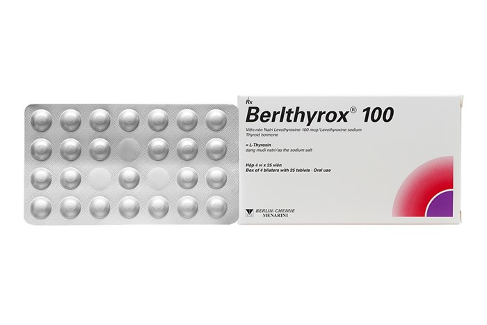 Berlthyrox Natri Levothyroxine 100mcg hộp 4 vỉ x 25 viên Menarini