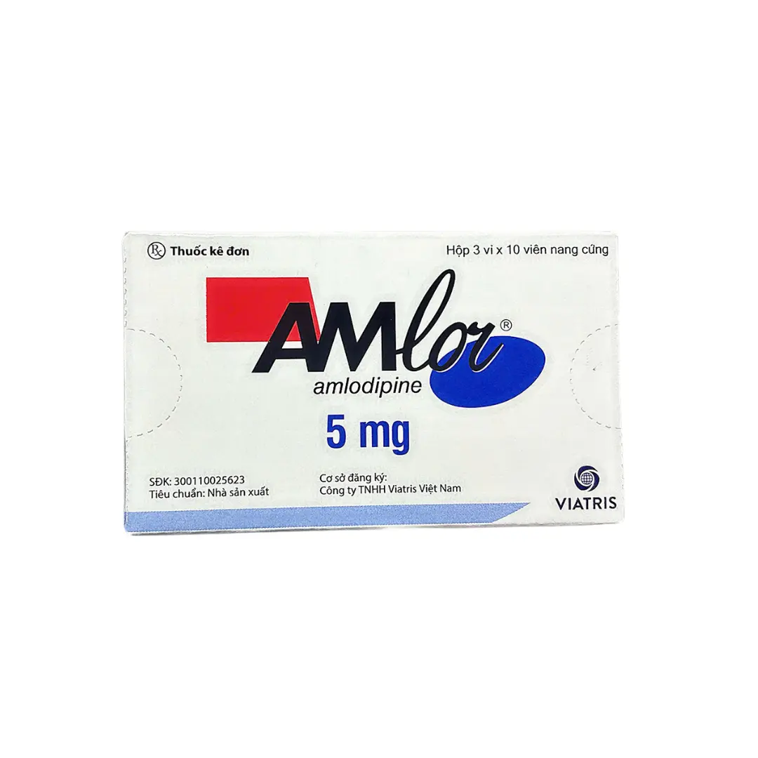 Amlor Amlodipin 5mg hộp 3 vỉ x 10 viên nang Viatris