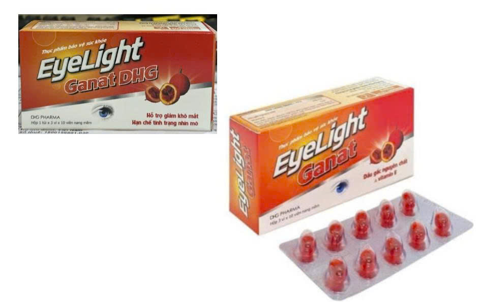 Viên uống bổ mắt EyeLight Ganat hộp 3 vỉ x 10 viên nang mềm DHG Hậu Giang