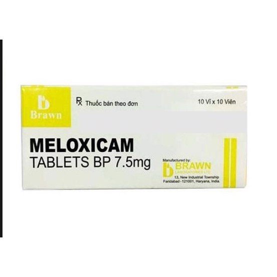 Meloxicam 7.5mg hộp 10 vỉ x 10 viên nén Brawn Ấn Độ