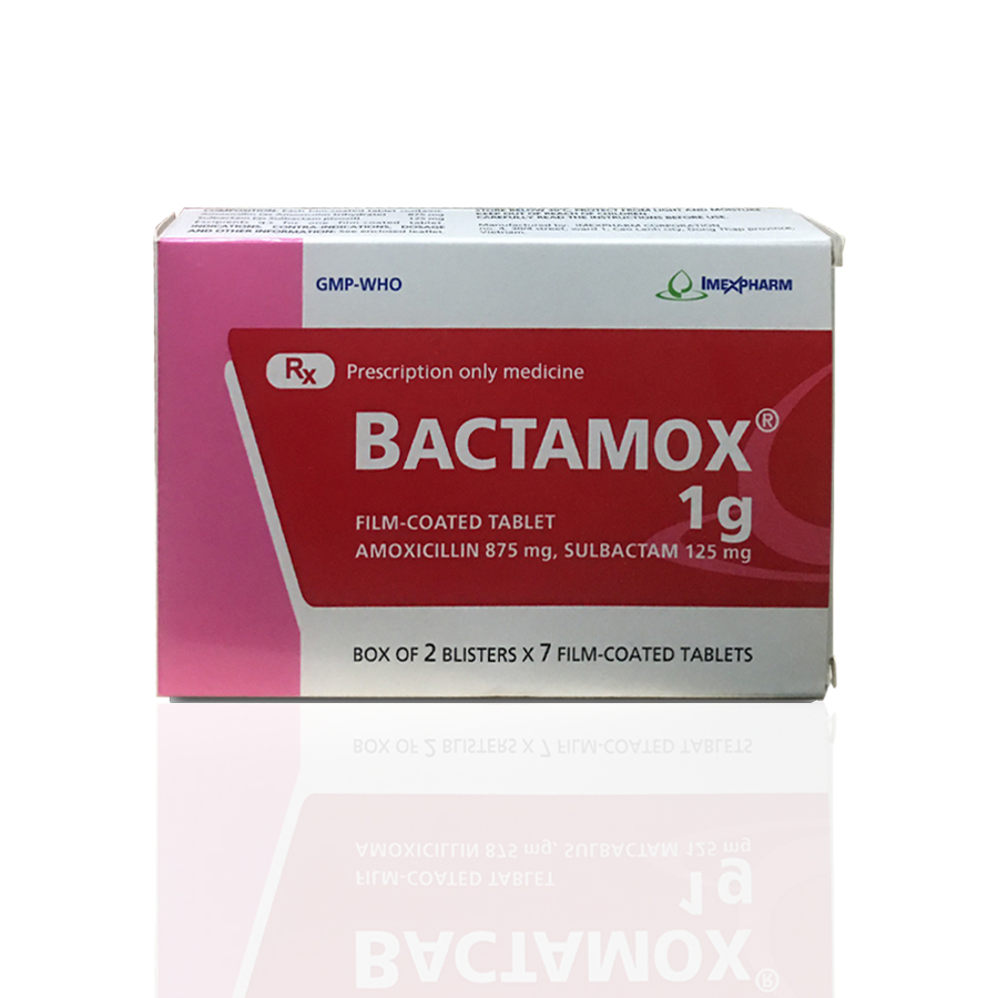 Bactamox 1g hộp 2 vỉ x 7 viên nén Imexpharm
