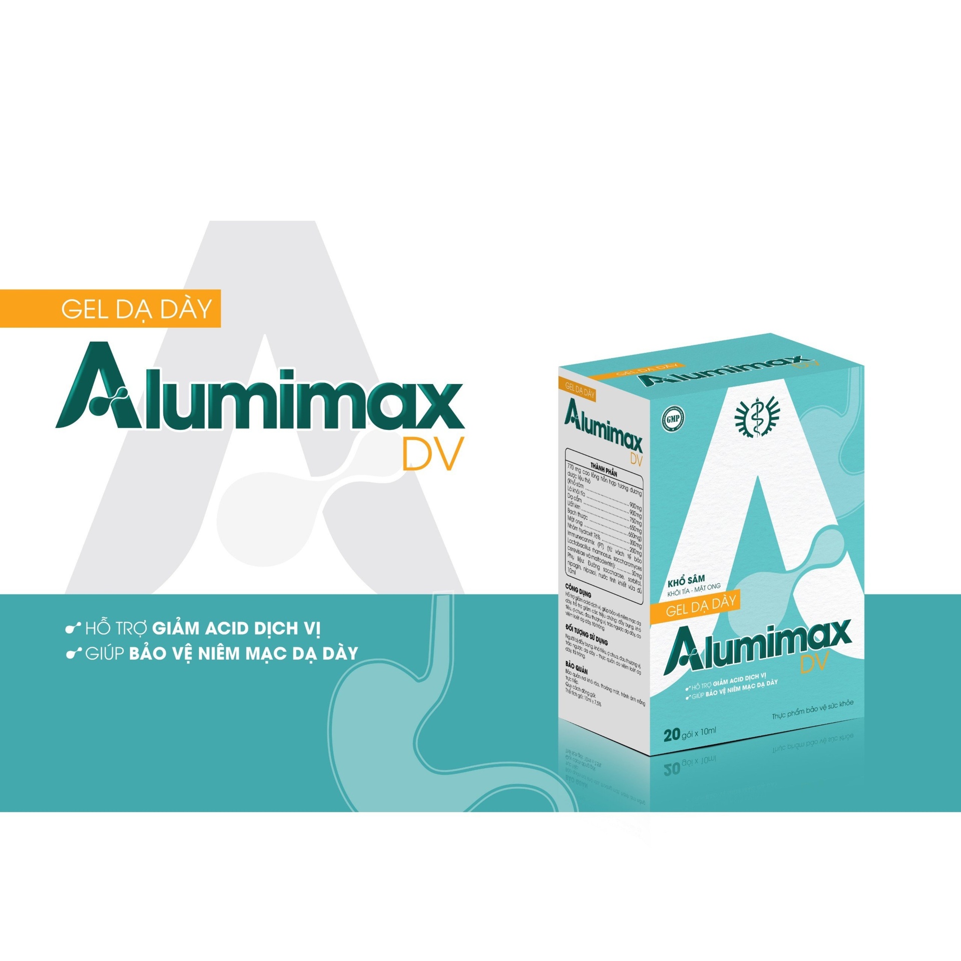 Gel dạ dày Alumimax hộp 20 gói x 10ml Dược Vương