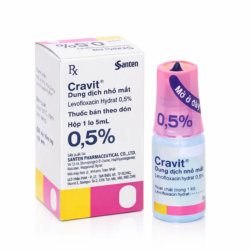 Cravit 0.5% nhỏ mắt lọ 5ml Santen