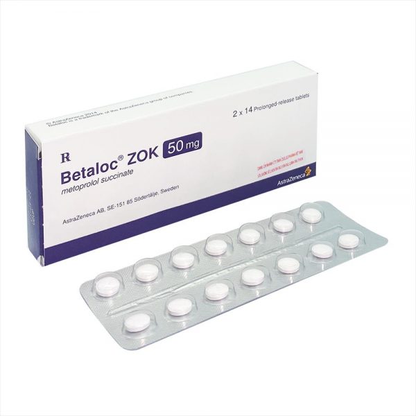 Betaloc Zok Metoprolol 50mg hộp 2 vỉ x 14 viên nén AstraZeneca