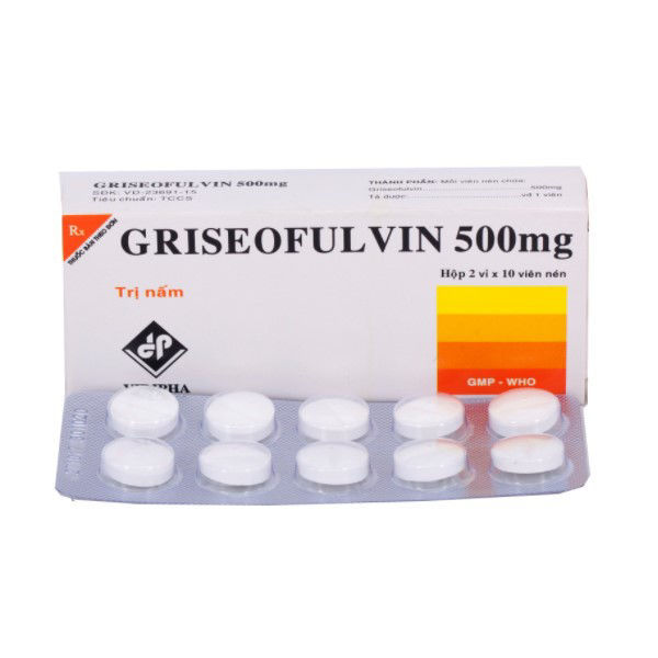 Griseofulvin 500mg hộp 2 vỉ x 10 viên nén Vidipha