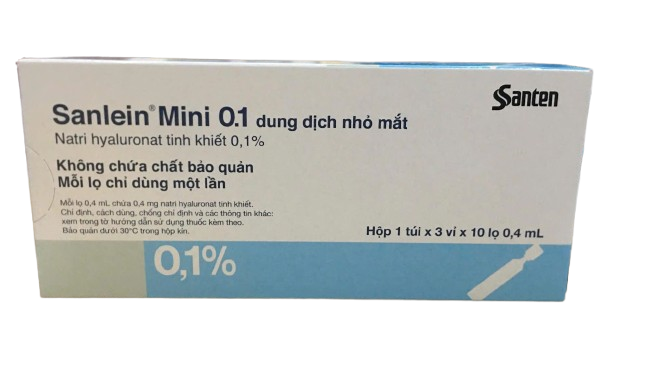 Nhỏ mắt Sanlein Mini 0.1% hộp 30 lọ x 0.4ml Santen