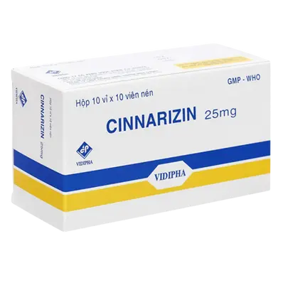 Cinnarizin 25mg hộp 10 vỉ x 10 viên nén Vidipha